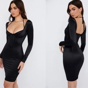 House of CB Grazia Black Long Sleeve Dress